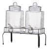 Beverage Dispenser, 2 Pack 1.5 Gallon Drink Dispensers for Parties, Glass Juice Dispenser with Metal Stand, Stainless Steel Spigot