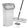 Mop and Bucket with Wringer Set, Wet & Dry Use, Flat Mop and Bucket System with 3 Washable Microfiber Pads, Flat Mop with Stainless Steel Handle