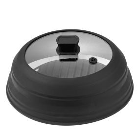 Microwave Splatter Cover & Mat, 10.8" Collapsible Microwave Lid for Food, 500 Fahrenheit Heat-Resistant Silicone & Tempered Glass Splatter Guard