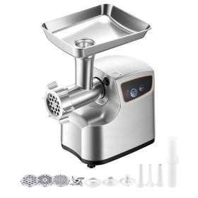Electric Meat Grinder, 5 Lbs/Min Capacity, #8 Meat Mincer with 3 Grinding Plates, 3 Sausage Stuffing Tubes & Kubbe Kit