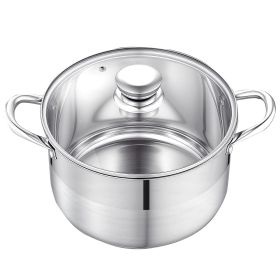 Stainless Steel Stock Pot, 8-Quart Stainless Steel Stockpot with Glass Lid, PFOA-Free, PFAS-Free, Compatible with Gas Stoves, Induction Cooktops