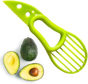 3-in-1 Avocado Slicer, Pitter and Fruit Cutter Tool - Ergonomic Comfort Grip, Eco-Friendly BPA-Free Plastic Blade for Safe Splitting & Slicing