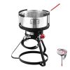 10 Qt Fish and Wing Fryer, Aluminum Propane Fish Fryer Kit, Outdoor Deep Fryer Seafood Pot with Thermometer, Strainer Basket, and 54