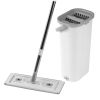 Mop and Bucket with Wringer Set, Wet & Dry Use, Flat Mop and Bucket System with 3 Washable Microfiber Pads, Flat Mop with Stainless Steel Handle