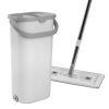 Mop and Bucket with Wringer Set, Wet & Dry Use, Flat Mop and Bucket System with 3 Washable Microfiber Pads, Flat Mop with Stainless Steel Handle
