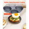 Egg Pan, 4-Cup Nonstick Egg Frying Pan, Aluminum Breakfast Omelette Skillet for Pancakes, Hamburgers, Sandwiches, with Lid, Oil Brush, Scraper