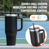 40 oz Insulated Water Bottle, Stainless Steel Sports Coffee Cup with Lid, Handheld Travel Coffee Mug Double Walled, Camping Hydration Flask Leakproof
