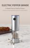 Electric Salt or Pepper Grinder , Stainless Steel with LED Light, Type-C Rechargeable, Ceramic Adjustable Coarseness