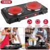 2000W Electric Infrared Dual Burner Portable Heating Hot Plate Stove Countertop RV Hotplate with 7.5' & 6.3' Glass Cooktop Stepless Temperature Adjust