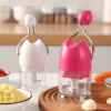 Manual Food Chopper, 3-Blade Stainless Steel Garlic Mincer, Hand-Press Onion Cutter & Vegetable Blender for Garlic, Onion, Chili, Nuts