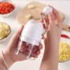 Manual Food Chopper, 3-Blade Stainless Steel Garlic Mincer, Hand-Press Onion Cutter & Vegetable Blender for Garlic, Onion, Chili, Nuts