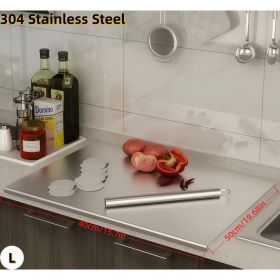 L-Shape 304 Stainless Steel Cutting Board With Lip, Stainless Steel Countertop Chopping Boards For Kitchen, 304 Stainless Steel Chopping Boards W (Option: L)